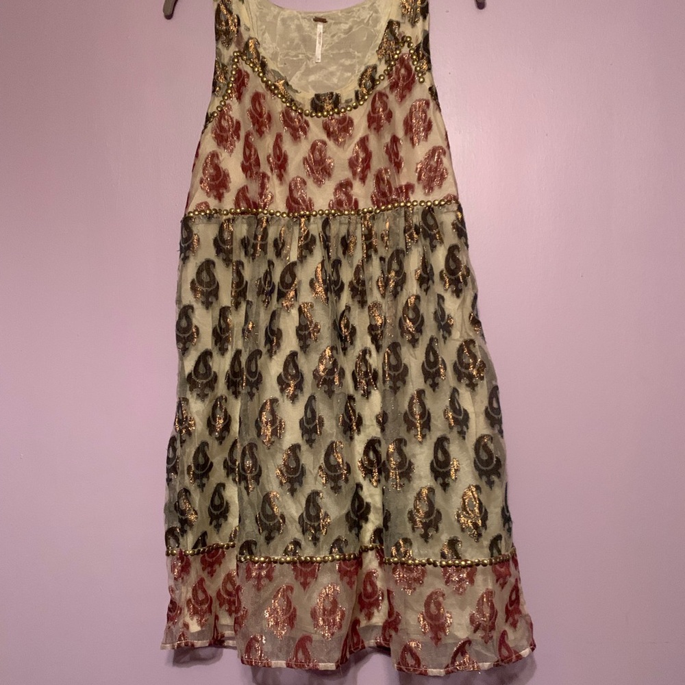 Free People Womens Dress Sz 10 Metallic Sheer